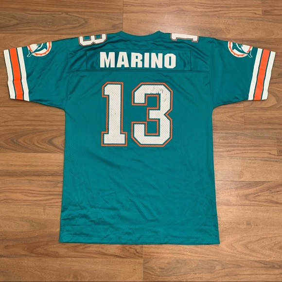 Vintage 90s Logo Athletic NFL Football Miami Dolphins Dan Marino Jersey Large - Picture 8 of 8